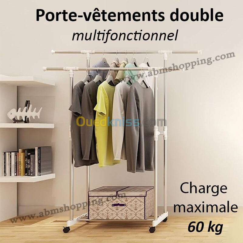 Porte-vêtements double multifonctionnel