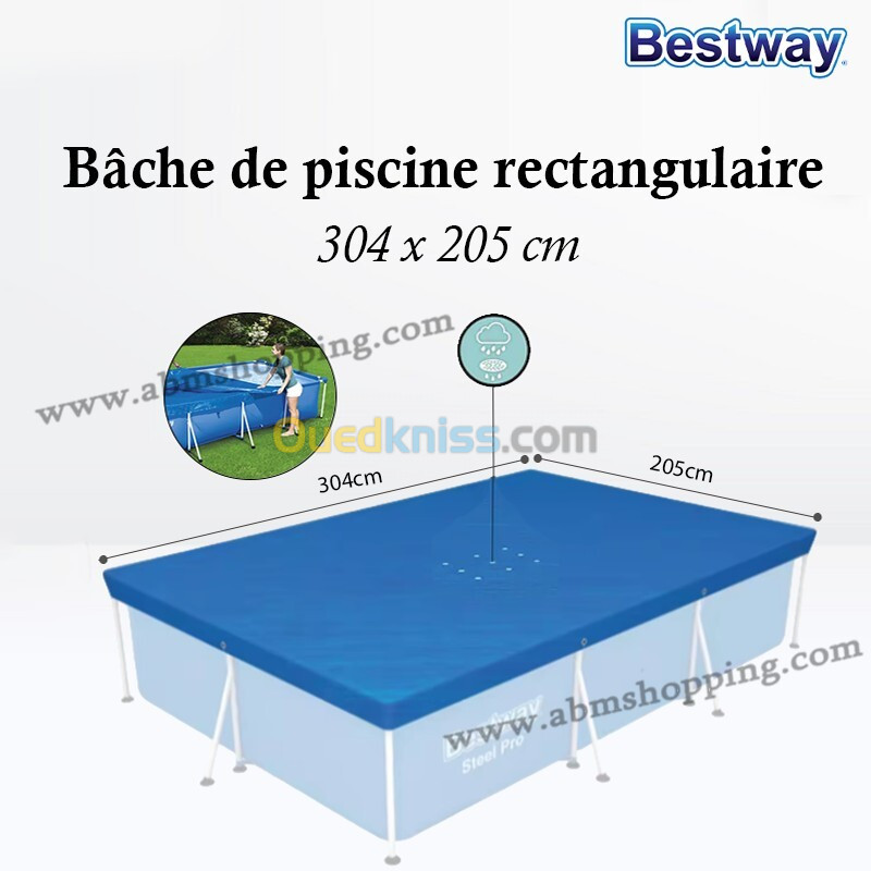 Bâche de piscine rectangulaire 304x205cm  Bestway