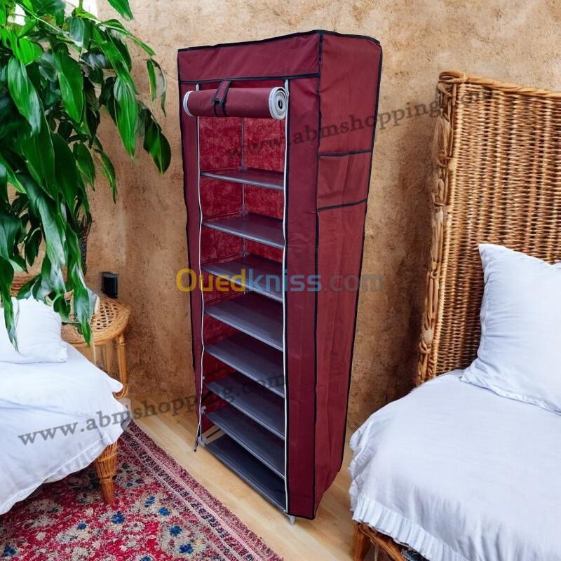 Armoire en tissu grenat 09 étages 157x27x57cm