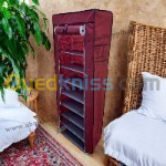 Armoire en tissu grenat 09 étages 157x27x57cm