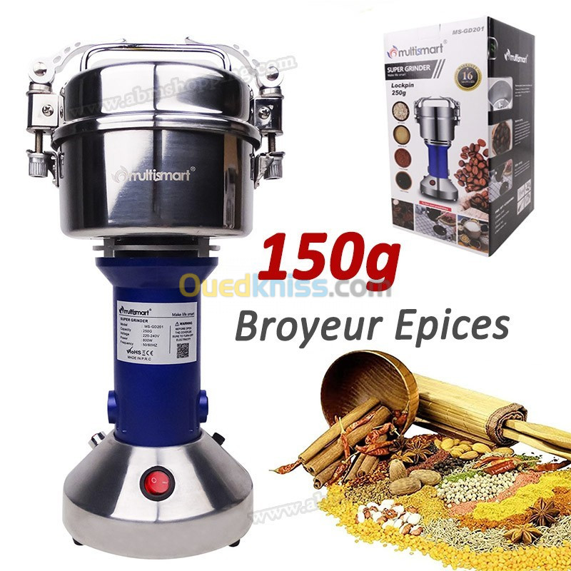 Broyeur, Hachoir, Moulin à épices électrique 150 g - Multismart مطحنة  التوابل
