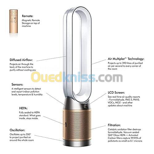 dyson TP09 Purifier Coo Formaldehyde Ventilateur tour 40 W HEPA H13 BT 4.0 WiFi