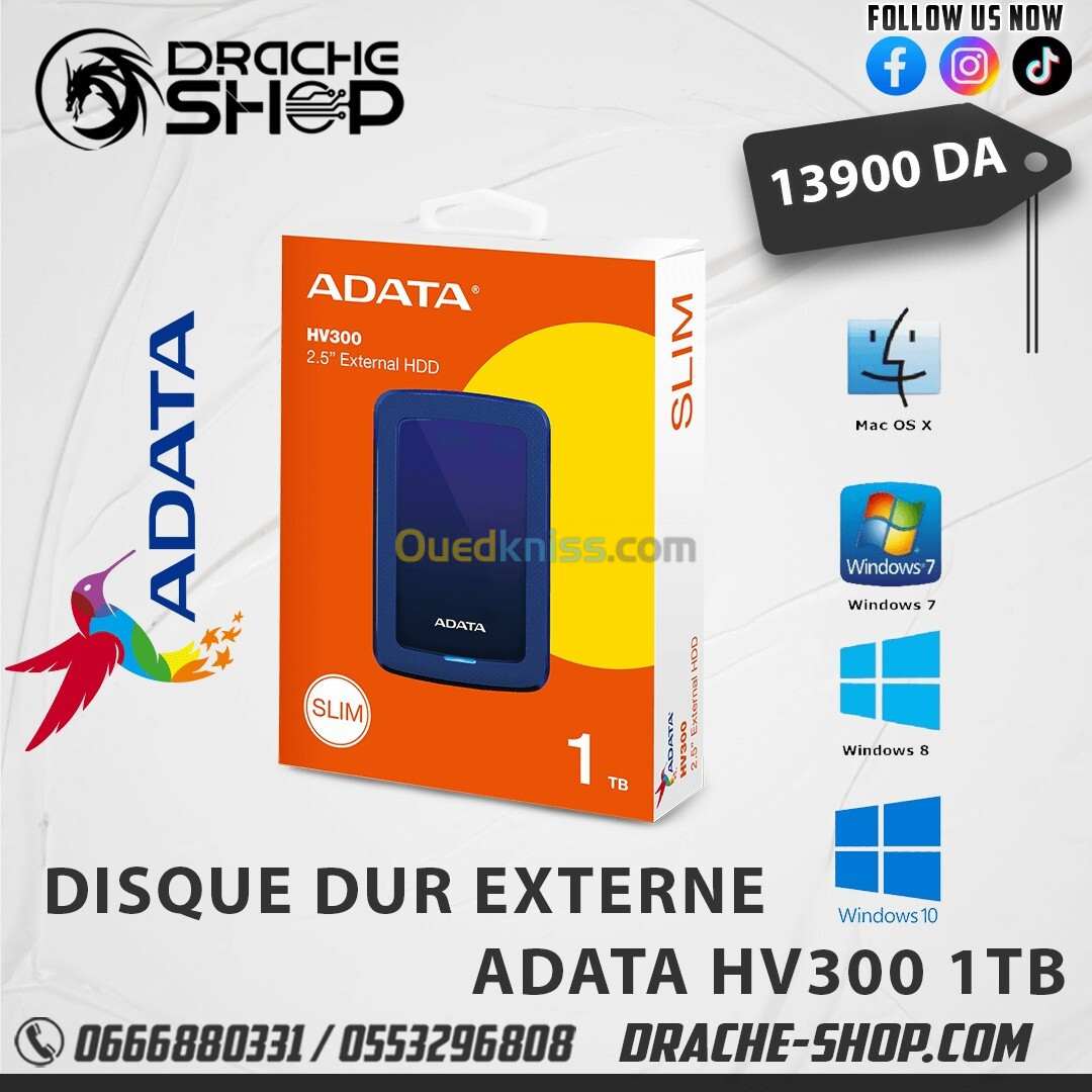 Disque dur Externe ADATA HV300 1TB Slim