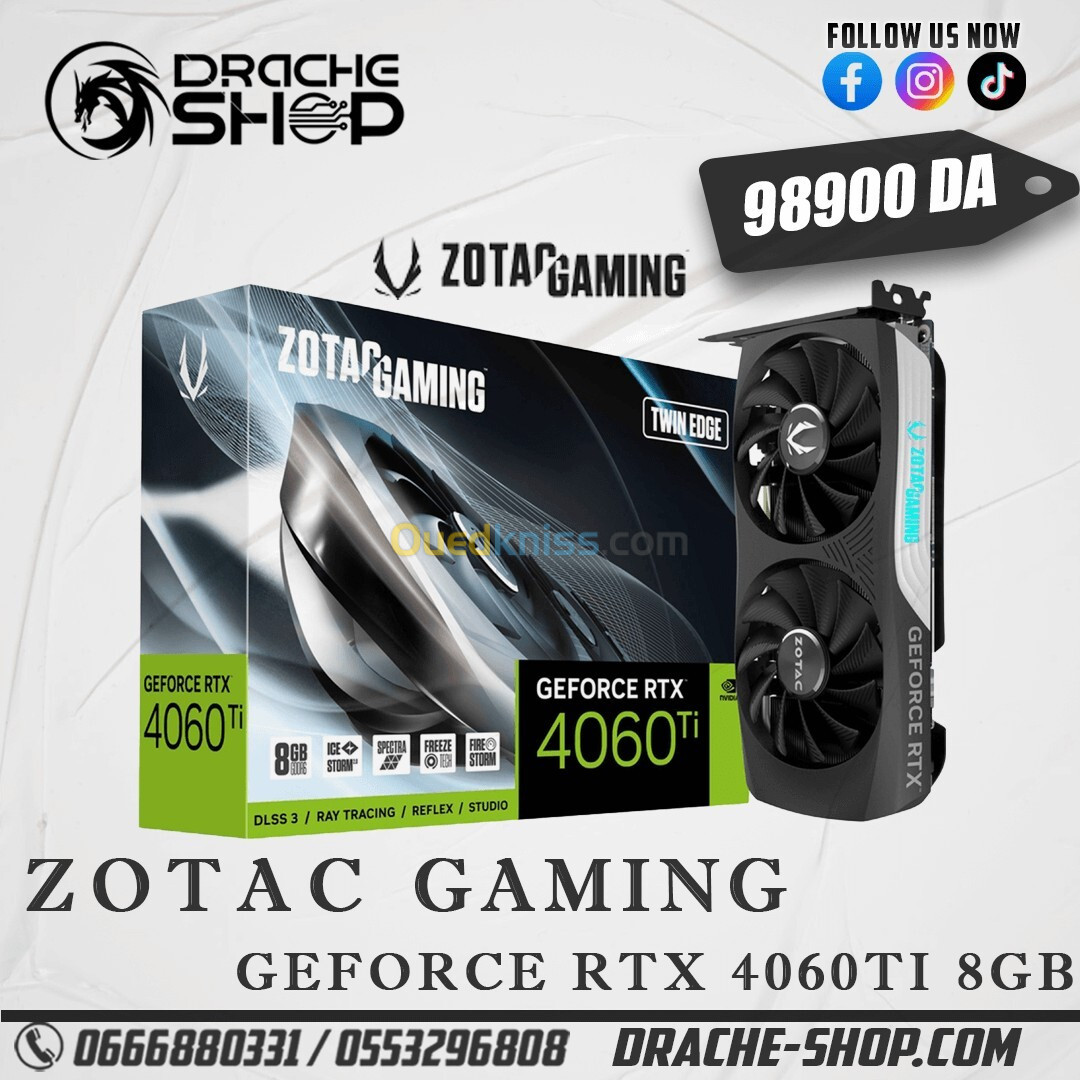 Carte graphique RTX 4060TI 8GB Zotac Gaming Twin Edge