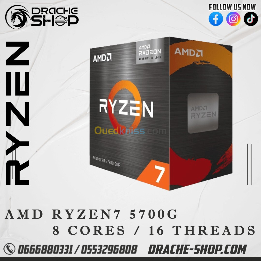 Processeur AMD Ryzen 7 5700G Wraith Stealth (3.8 GHz/4.6 GHz)