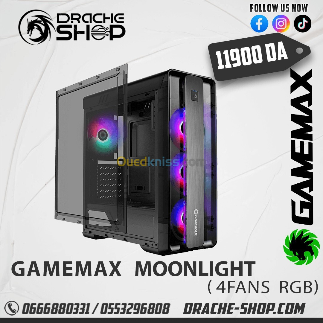 Boitier gaming GAMEMAX MoonLight Black 4FANS RGB