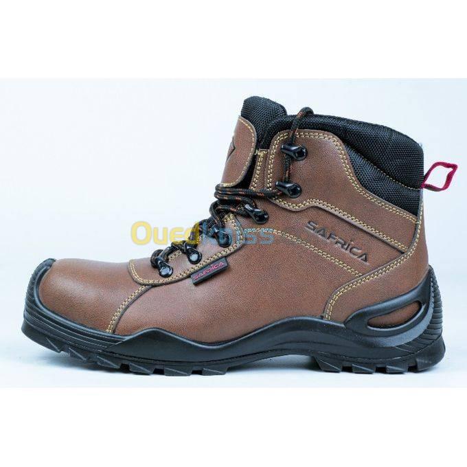 Chaussure de sécurité SAFRICA marron ORTHOPIDIQUE souple cuir HAUTE montante 