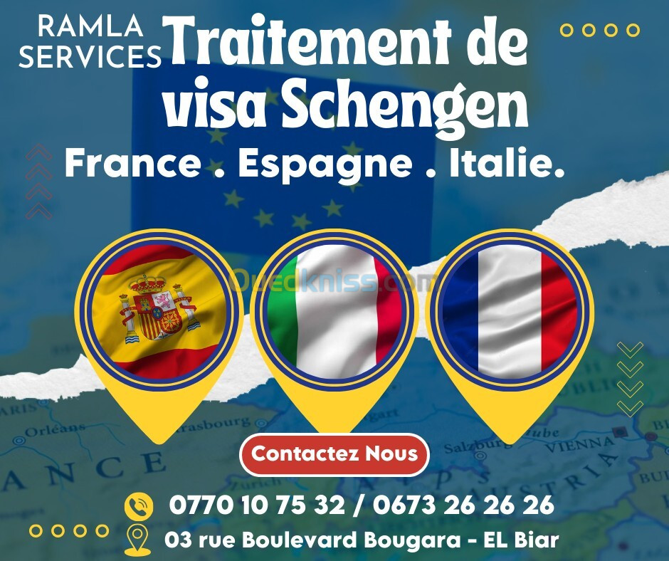 Traitement de Visa Schengen (Espagne, France, Italie, Hollande, Allemagne...