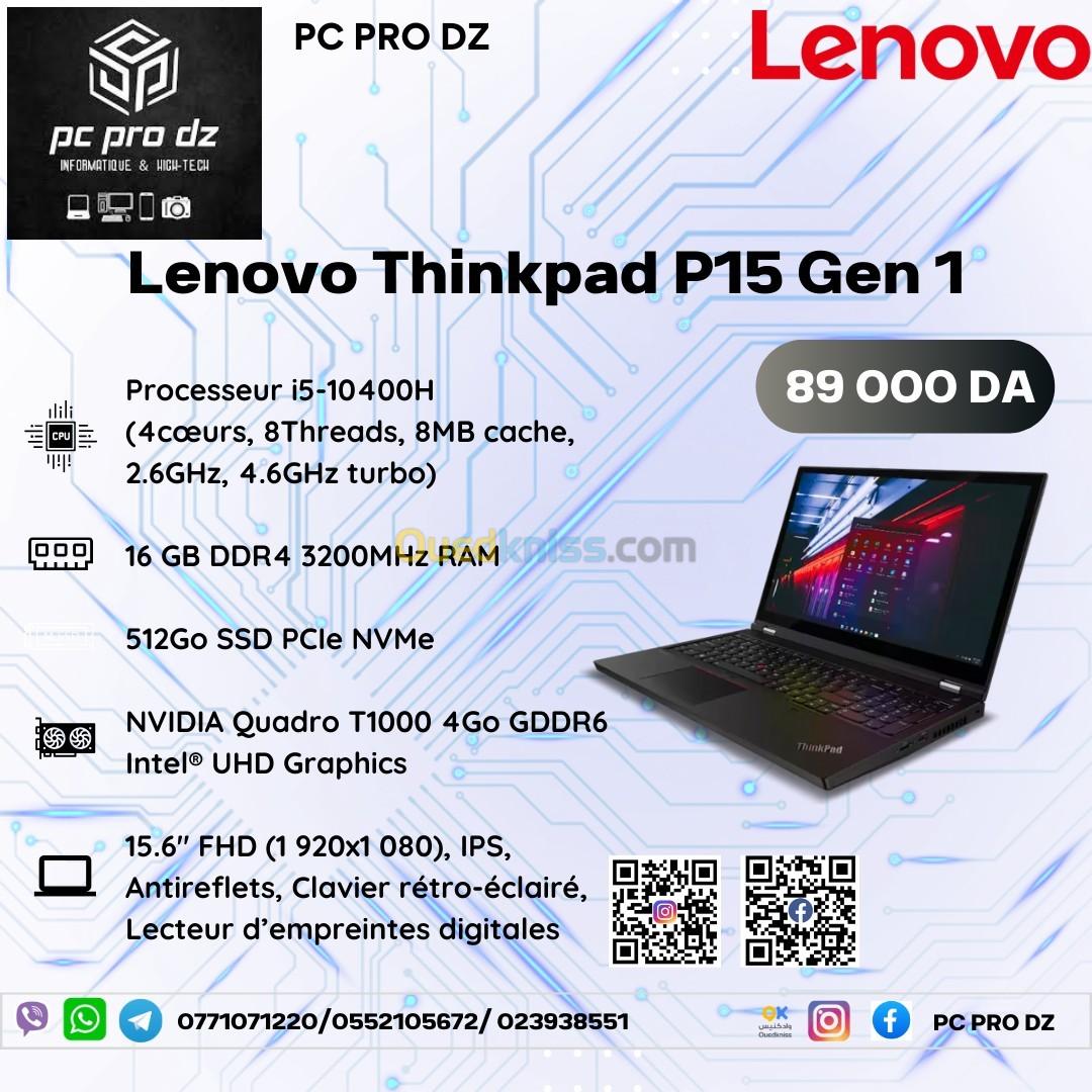  Lenovo Thinkpad P15 Gen 1 i5 10400H 16 Go DDR4 512 Go SSD NVIDIA Quadro T1000 4 Go 15 Pouces FHD