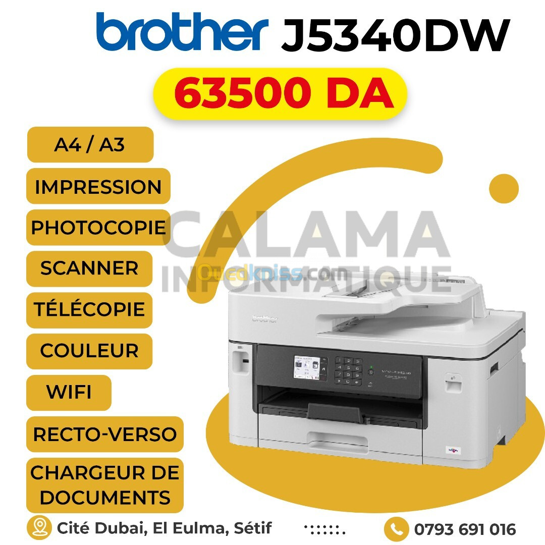 IMPRIMANTE Brother J5340DW 4en1 WIFI RECTO-VERSO ADF A3