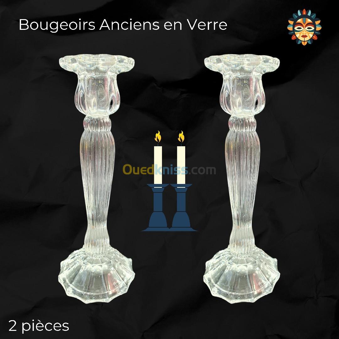 Bougeoirq Anciens en verre 