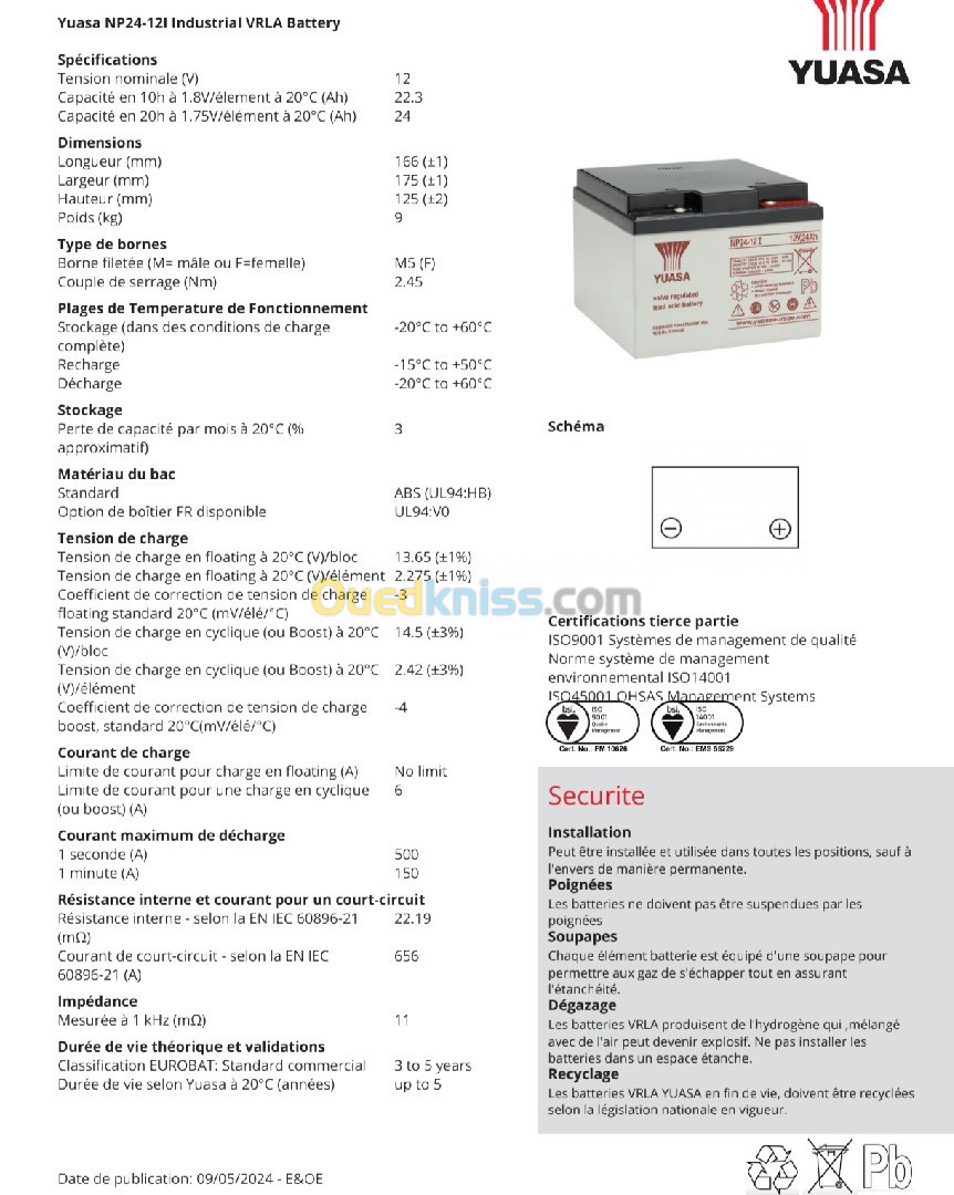 Batterie onduleur 12V 24ah