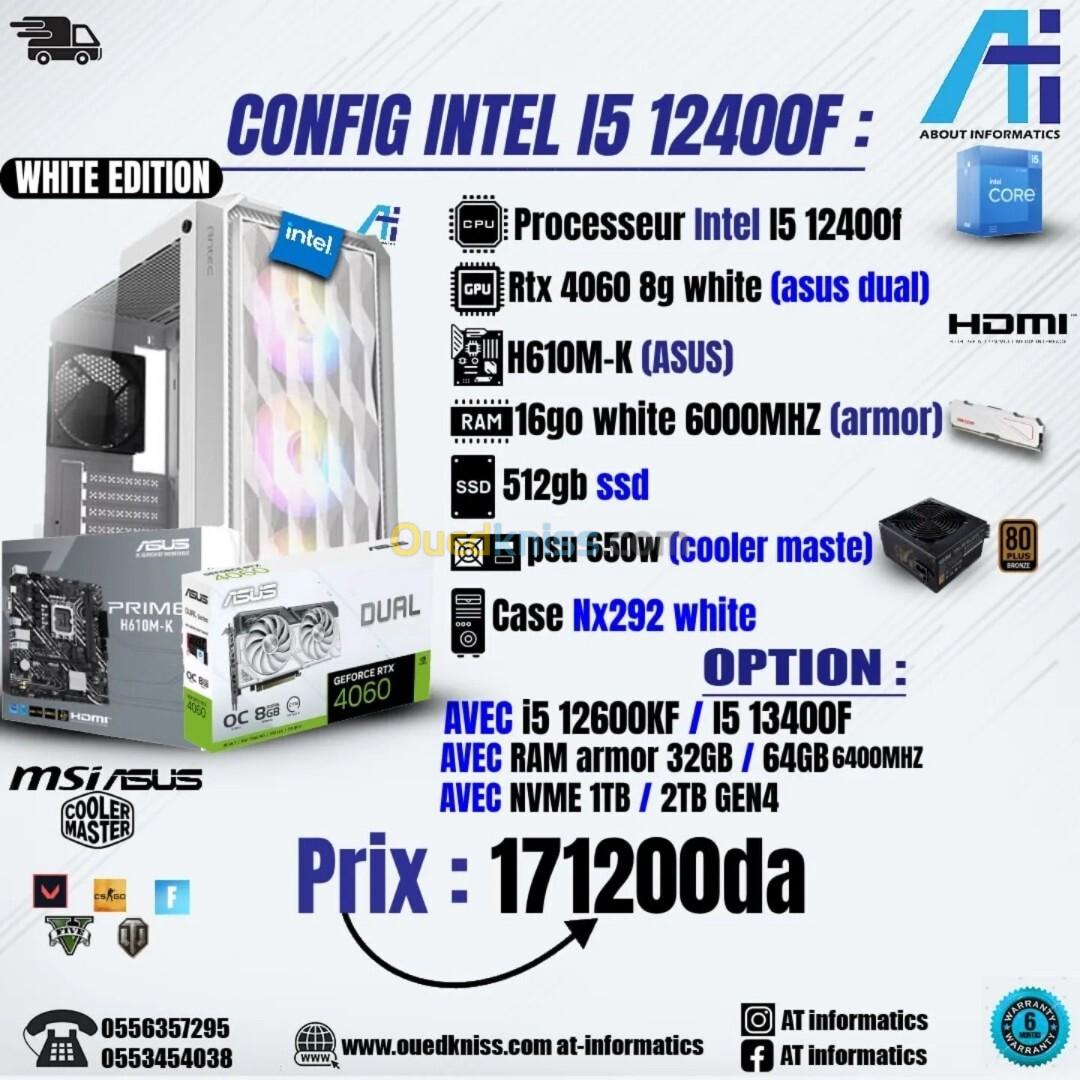 CONFIG PC INTEL I5 12400F AVEC RTX 4060 8GB ASUS DUAL NEW