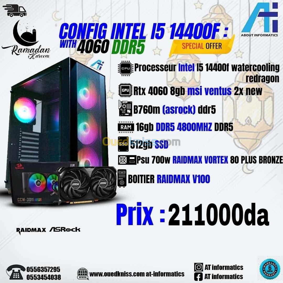 CONFIG PC GAMING INTEL I5 14400F / RTX 4060 8GB MSI 