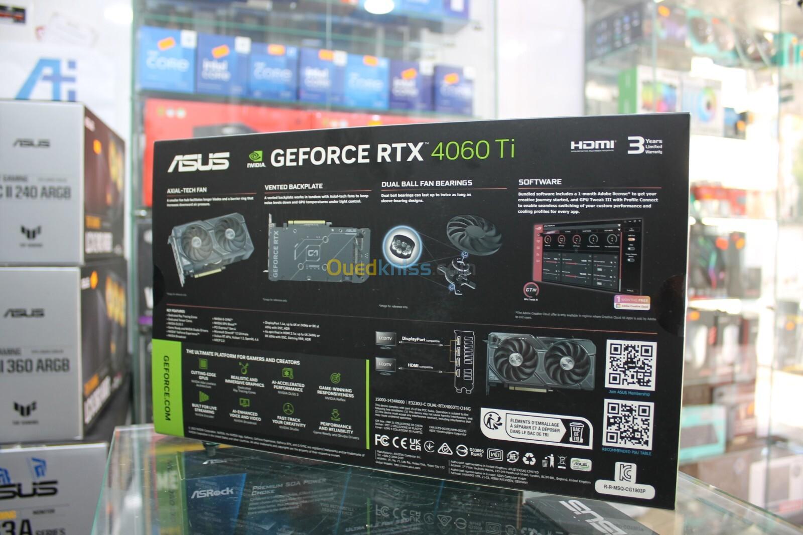 CARTE GRAPHIQUE NVIDIA GeForce RTX 4060 TI 16GB ASUS DUAL 