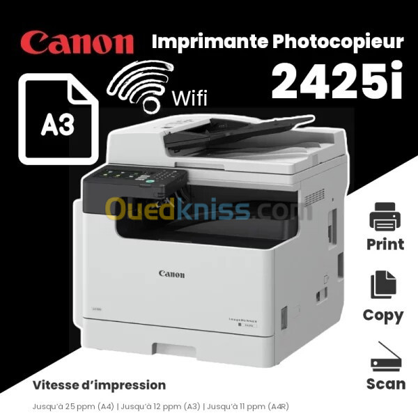 PHOTOCOPIEUR A3 MONOCHROME CANON IR2425i AVEC ADF (CHARGEUR DOCUMENT) 