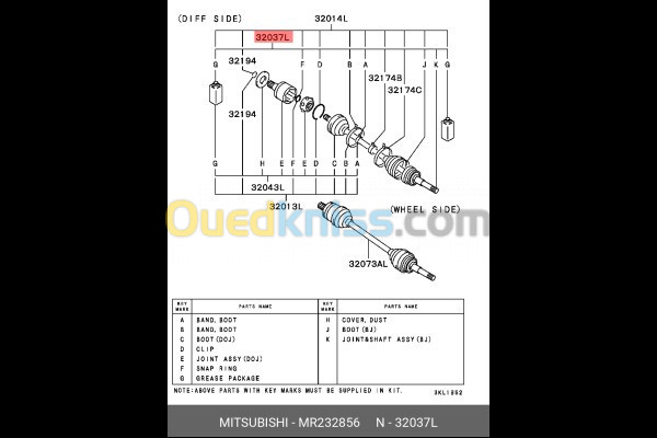 Manchan de cardan Mitsubishi l200 k74