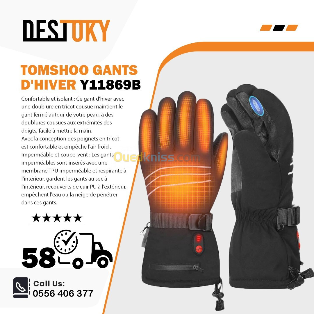 Tomshoo Gants d'hiver hommes femmes gant isolé imperméable gant