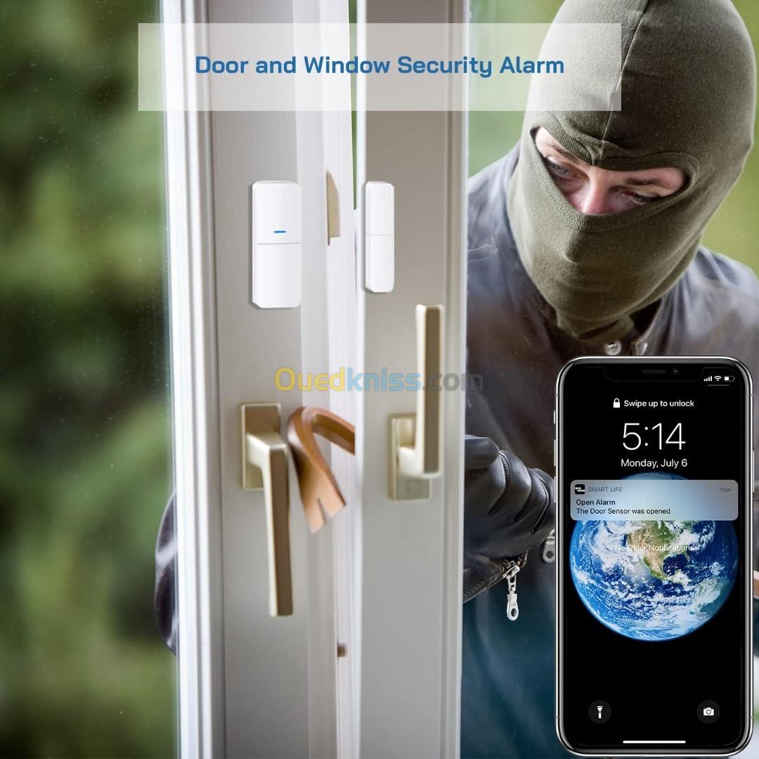 AGSHOME Alarme Maison Sans Fil Intelligent WiFi Connécté 3 Portes Ou Fenêtres