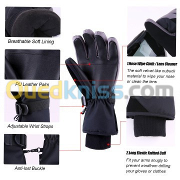 Tomshoo Gants d'hiver hommes femmes gant isolé imperméable gant