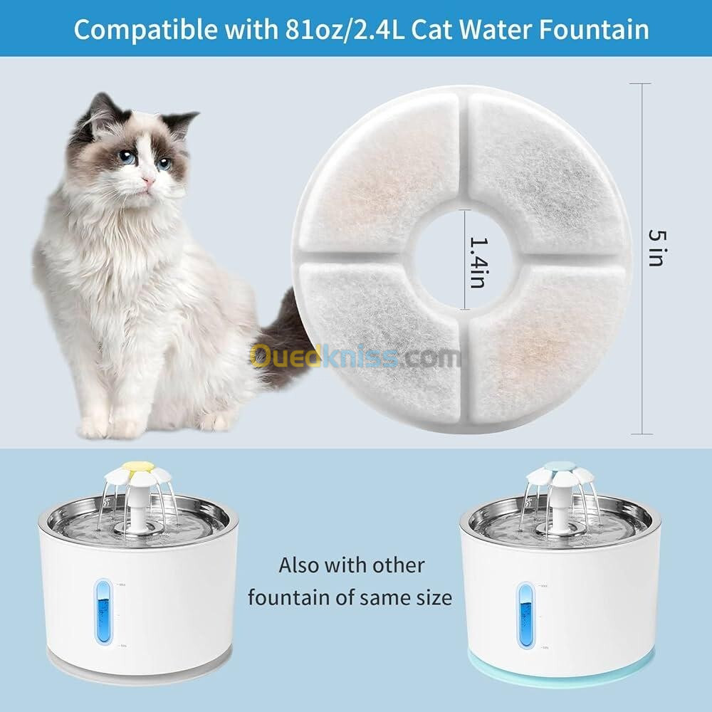 DADYPET RK66 Dadypet Fontaine à Eau pour Animaux de Compagnie Bol d'eau électrique Cycle Automatique avec Filtre 2L Grande capacité Pompe 2W pour Chats Chiens Oiseaux