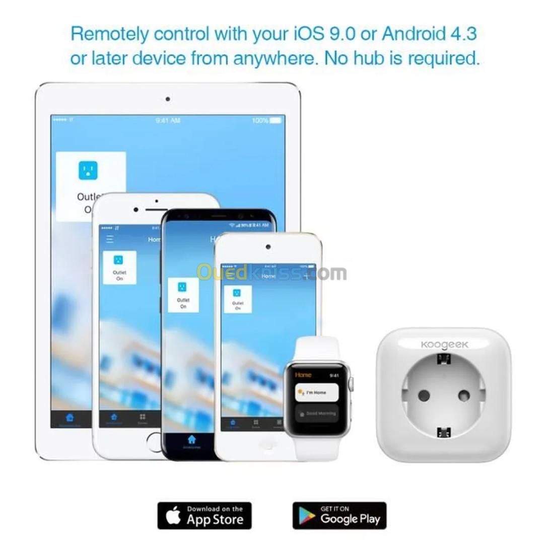 Koogeek Prise Intelligente WiFi Smart Plug, 2.4GHz HomeKit Siri et