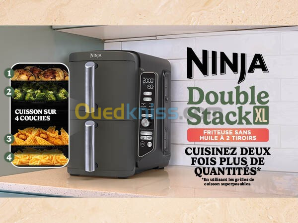 AIR FRAYER Ninja FRITEUSE SANS HUILE DOUBLE TIRROIRS DUALZONE 9.5L - SL400EU - 2500W