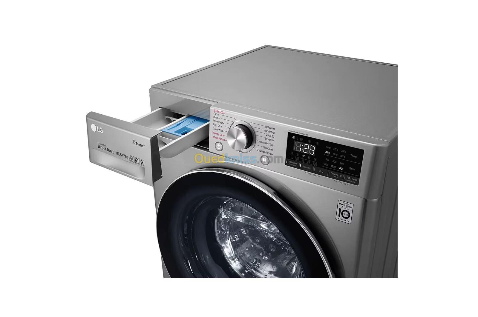 Lave-linge LG 10.5KG 7 KG SECHAGE  6 Motion Direct Drive garantie 10 ans | AIDD | SpaSteam | ThinQ