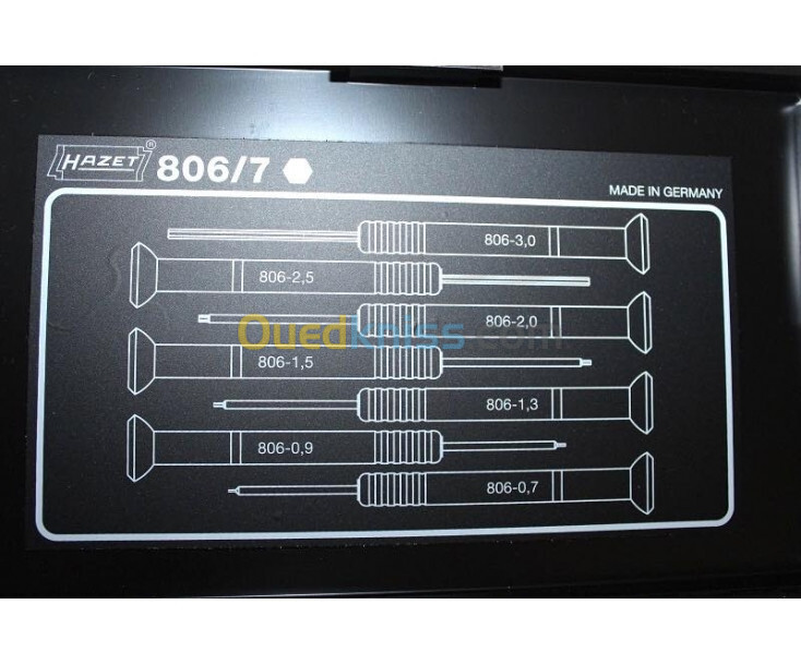 jeu tournevis Allen de précision , marque HAZET , 7 pieces , Re : 806/7 , allemend origenal .