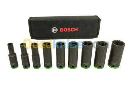 Jeu de douilles à Choc 1/2" , marque Bosch , 9 Pièces : 10-27 mm , long 77 mm , made in germany .