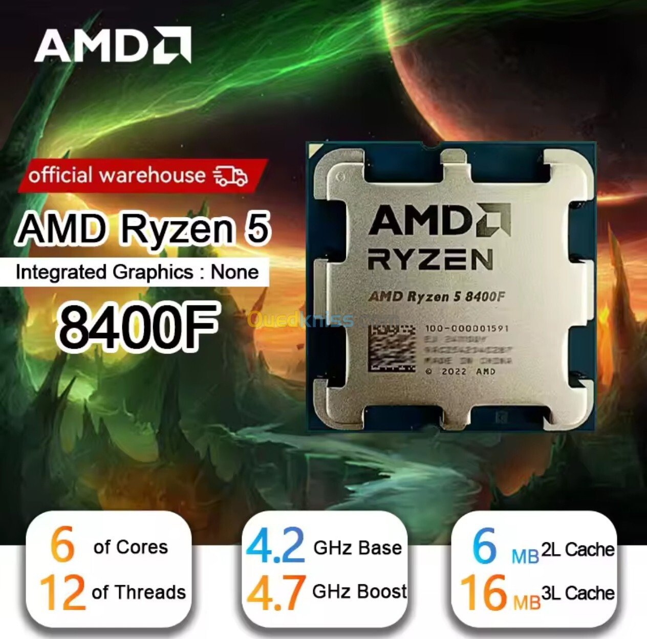 AMD RYZEN 5 8400F 6-COEURS 12-THREADS 4.7GHZ 22MO