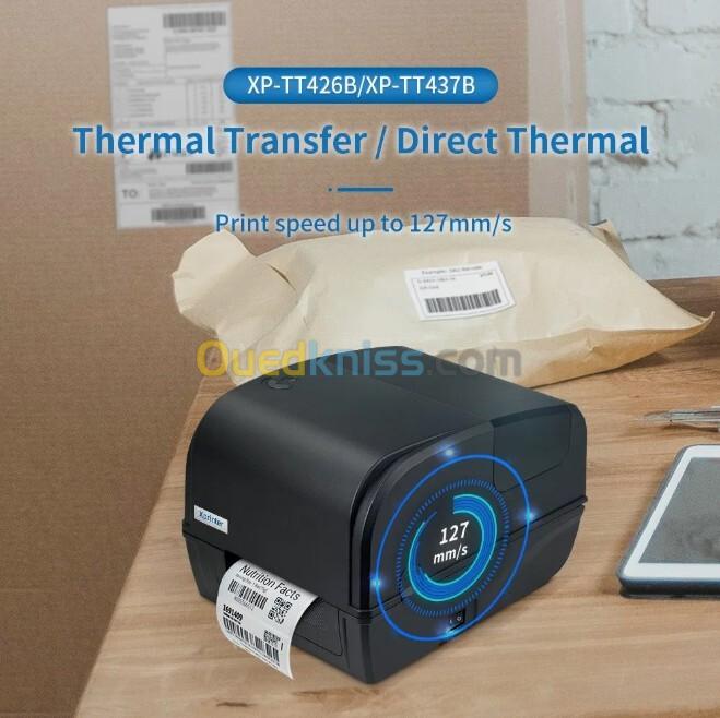 Imprimante thermique Xprinter XP-TT426B avec Ribon Largeur d'impression jusqu'à 108 mm