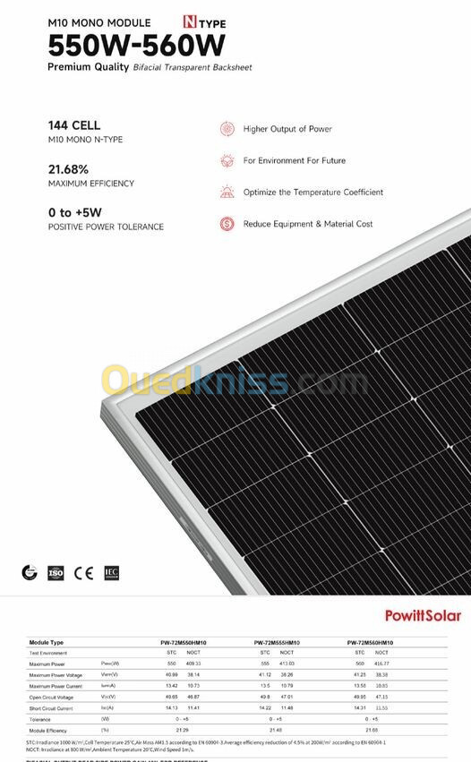 PANNEAUX SOLAIRES 100W-270W-340W-400W-415W-460W-550W