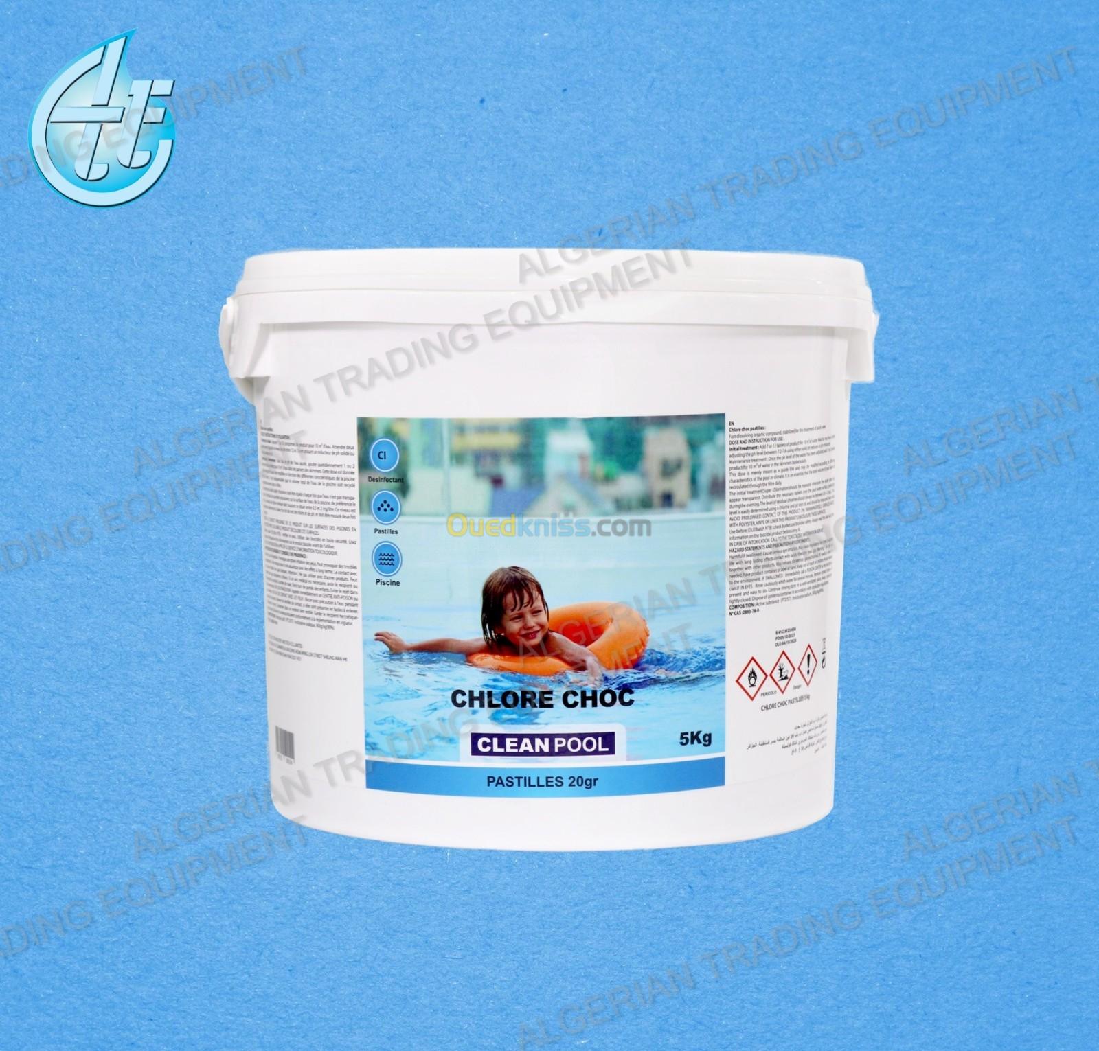 Produit piscine - CleanPool - Action 10, Chlore Choc, Trichlore, Ph Moins, Flucolant