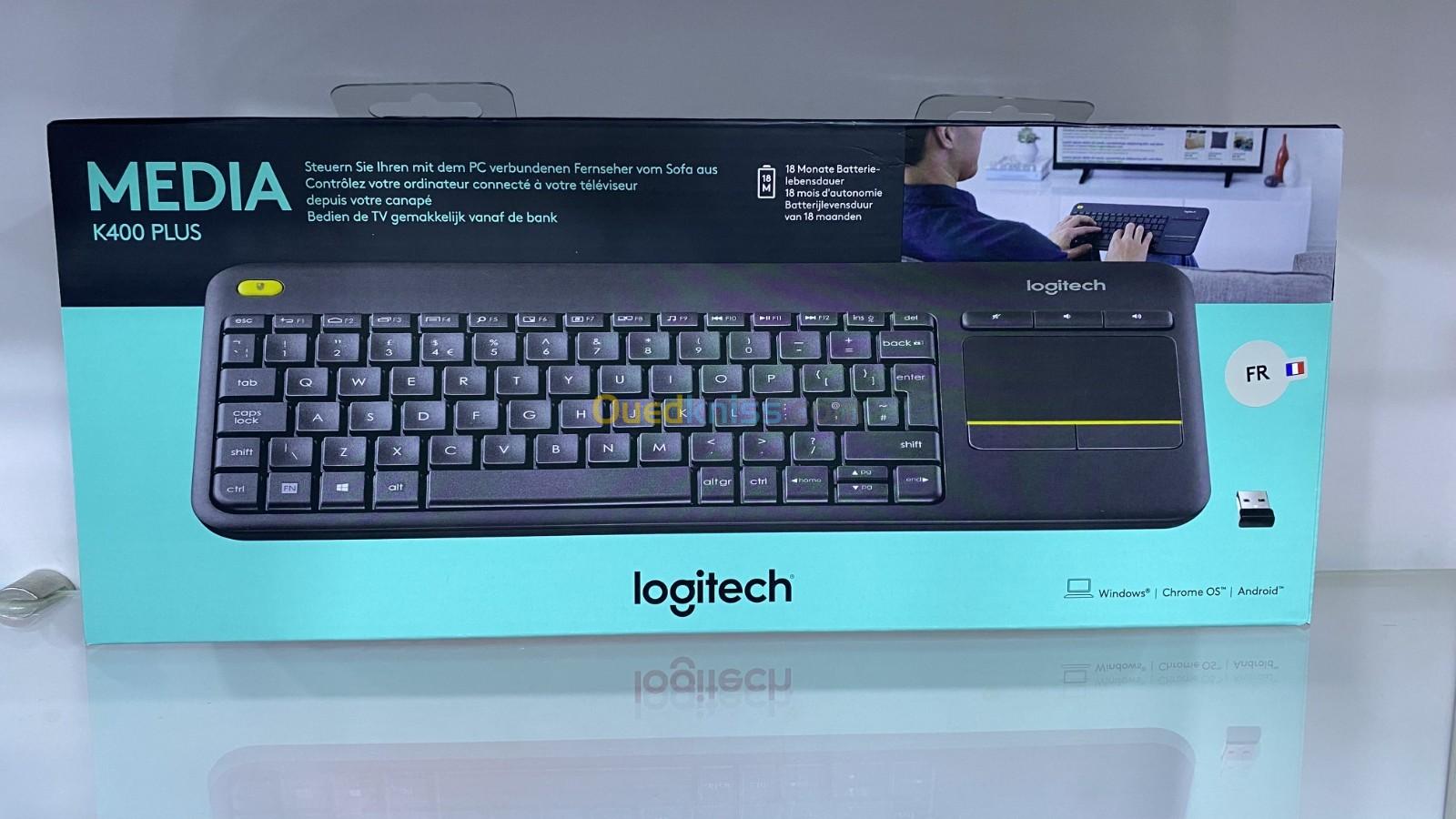 Clavier avec pavé tactile K400 Plus Logitech pour PC à connexion TV