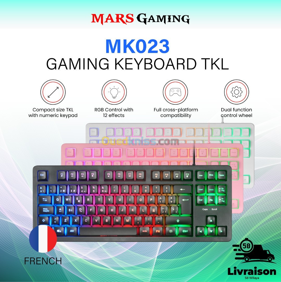 Clavier Mars Gaming MK023 BLACK/WHITE