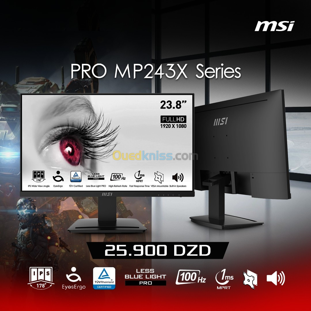 Ecran MSI PRO MP243X FHD 100Hz RapidIPS