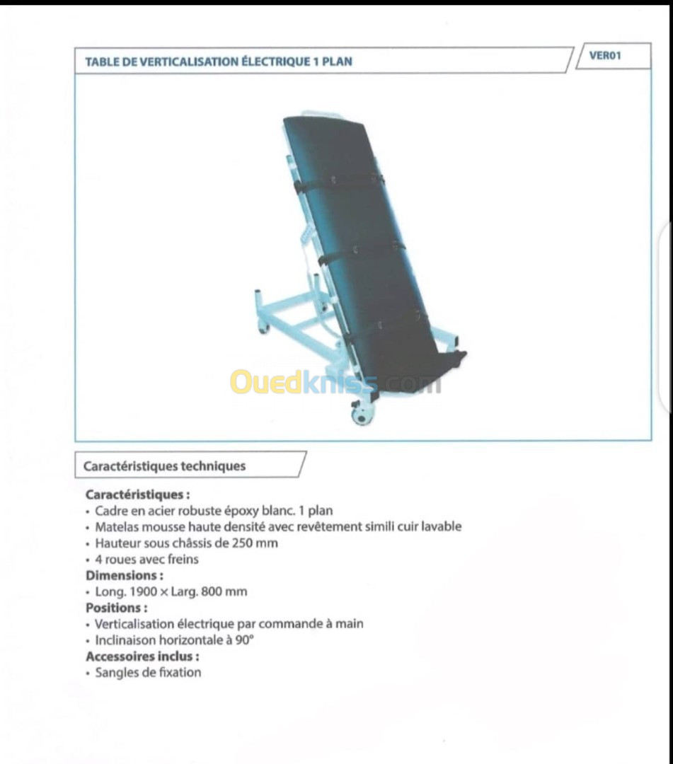 table de verticalisation pour réadaptation physique