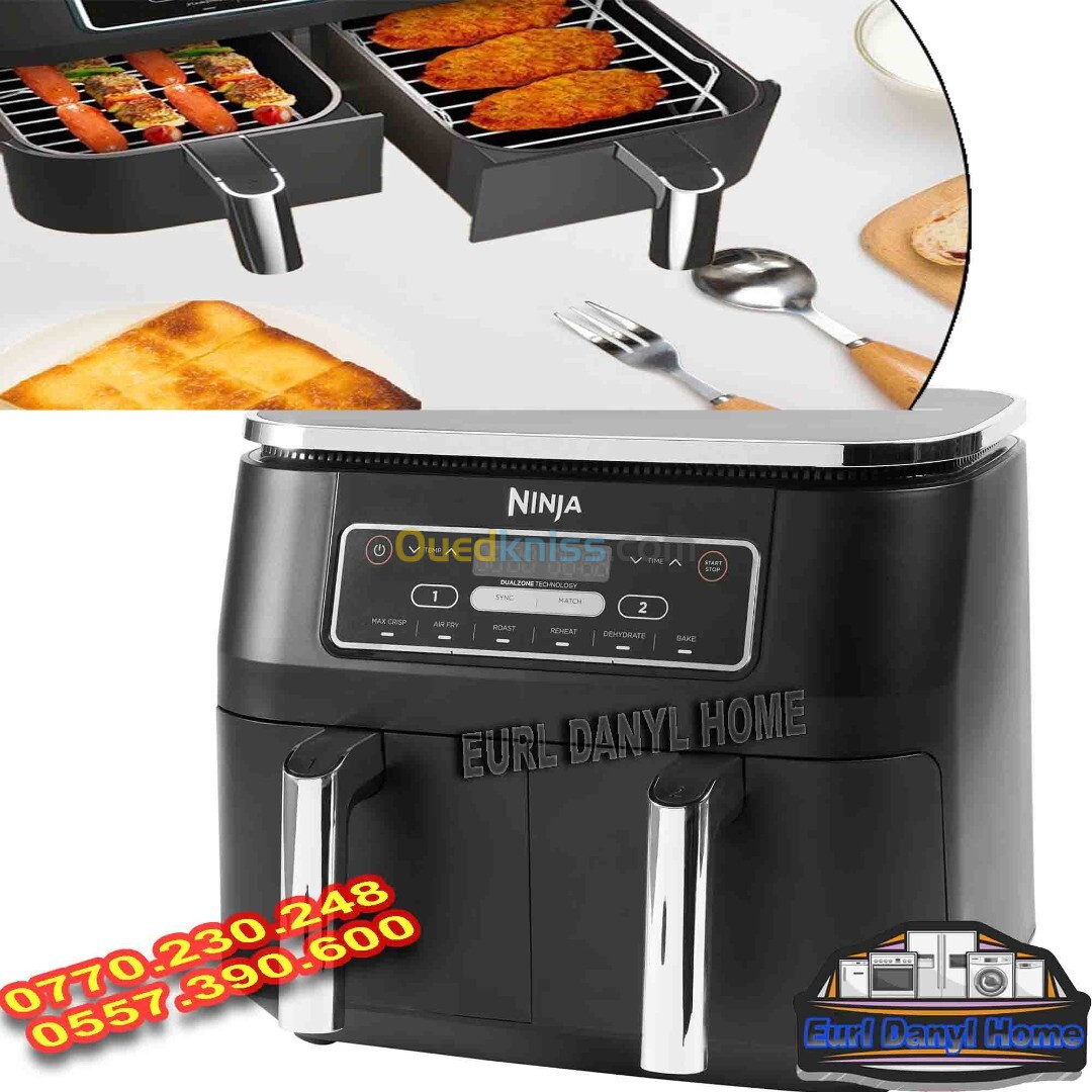 Ninja Friteuse a Air Sans Huile Air Fryer Foodi 7.6L 2500W 2 Tiroirs,6-en-1 AF300EU