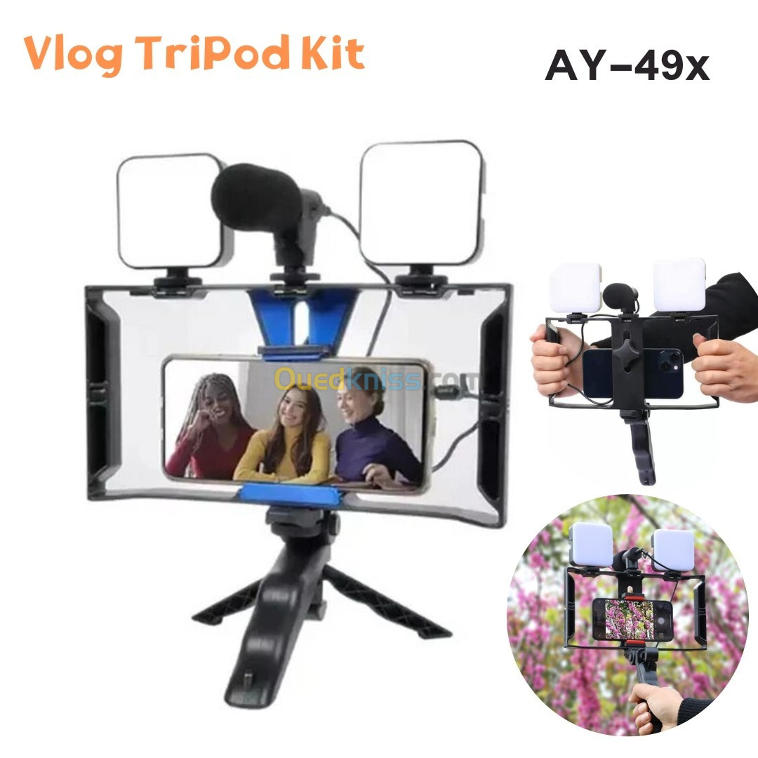 Video Making Vlog Kit TriPod avec Microphone Ay-49x