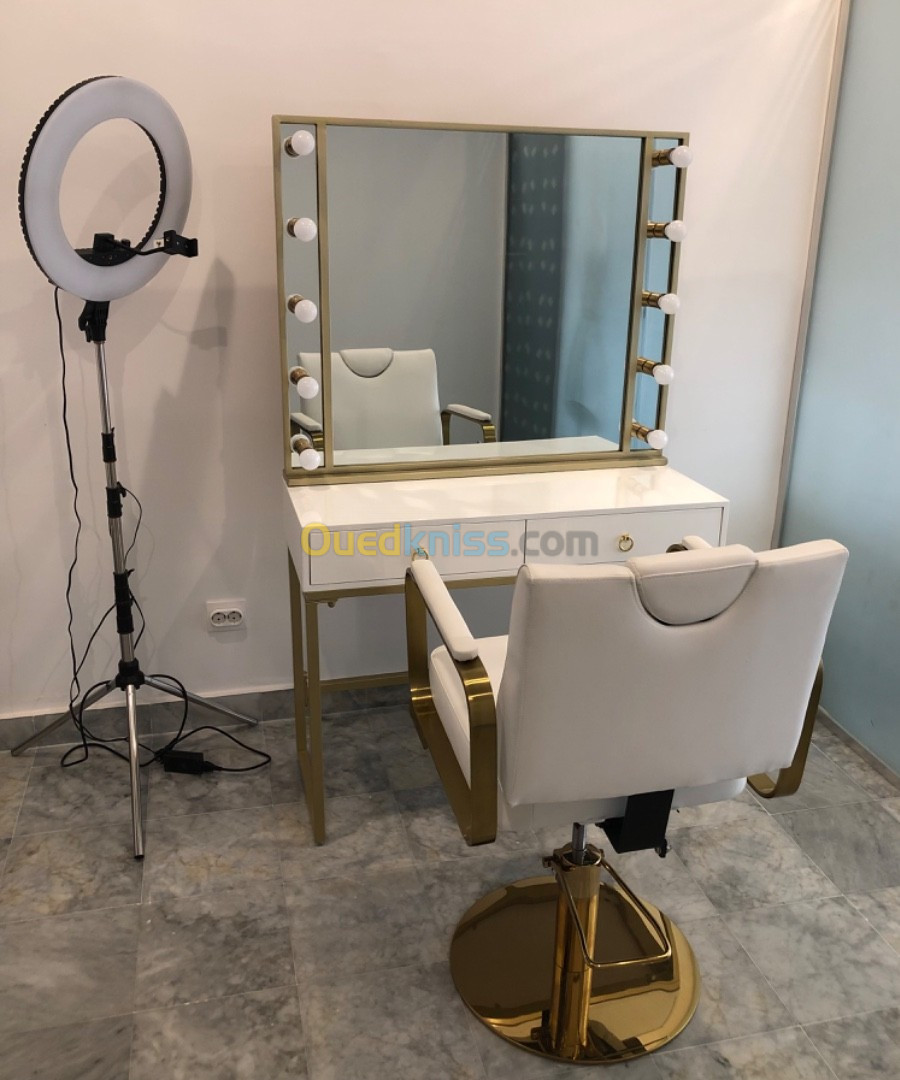 Coiffeuse lumineuse + chaise professionnelle (makeup artist 