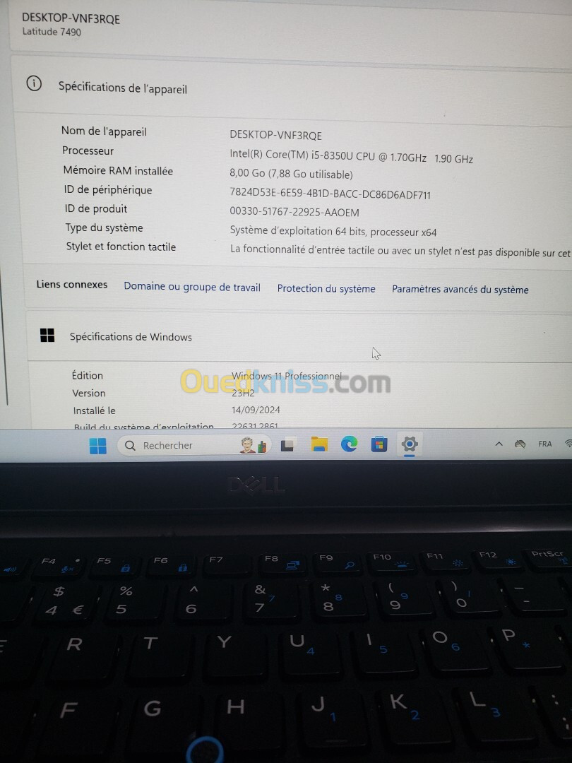 Dell Latitude 7490/ i5-8350U/ 8 Go DDR4/ 256 Go SSD/ 