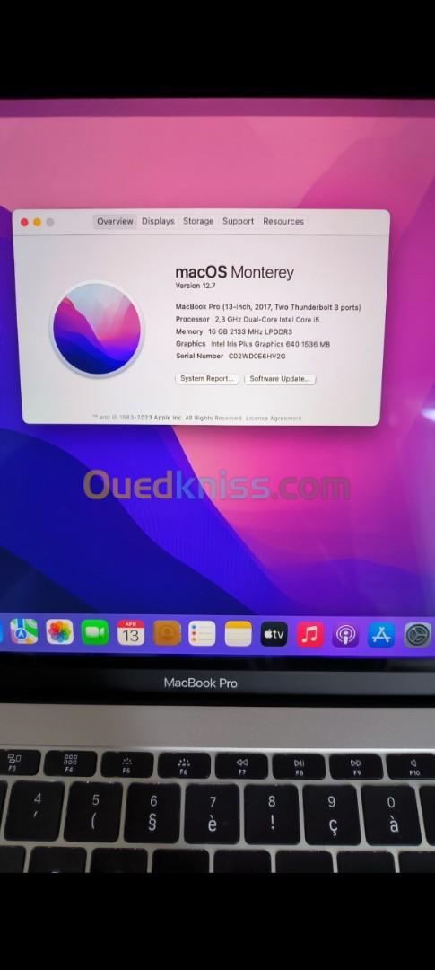 MACBOOK PRO 2017 I5 16GB RAM 512GB SSD 13.1 RETINA CYCLE 141etat comme neuf 10/10