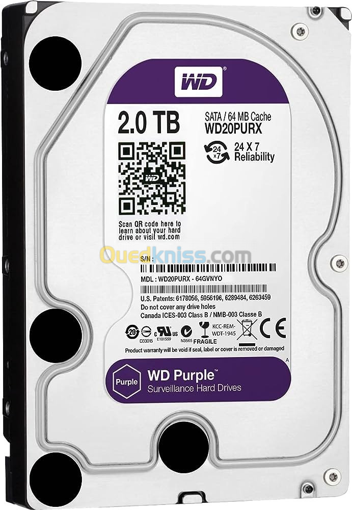 Disque dure Western digital Purple (videosurveillance) 2To 4To  