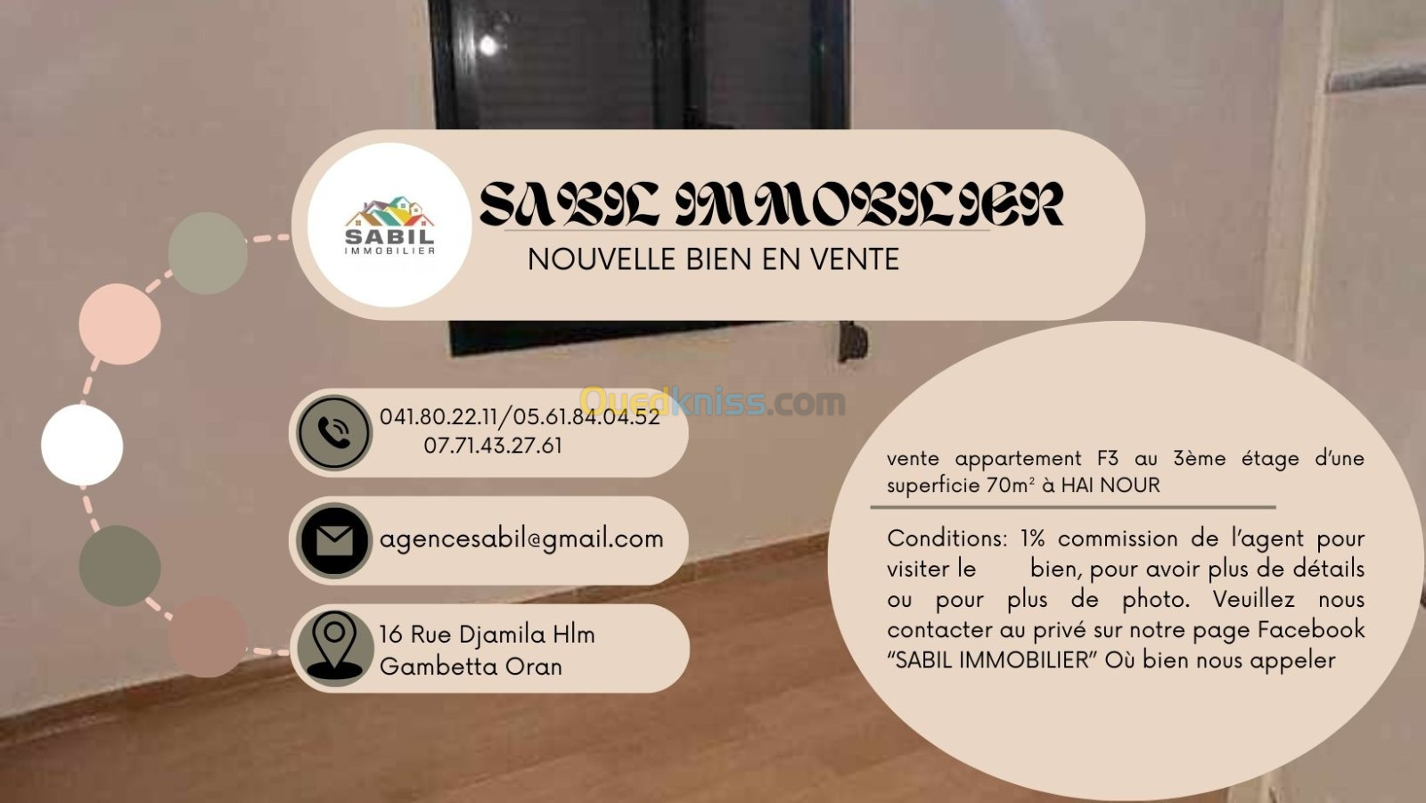 Vente Appartement F3 Oran Oran