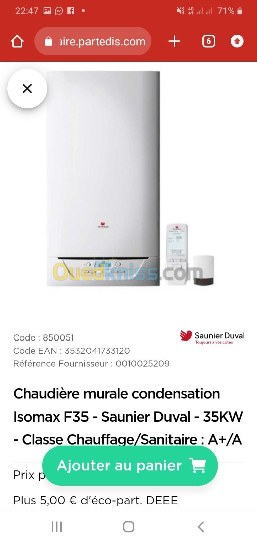 Chaudières SAUNIER DUVAL isomax condens 35kw et 25kw ventouse condensation avec telecomande