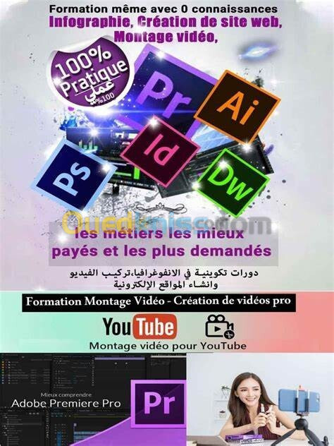 Formations, Création de Site Web, Montage Vidéo,  Infographie et E-Commerce.