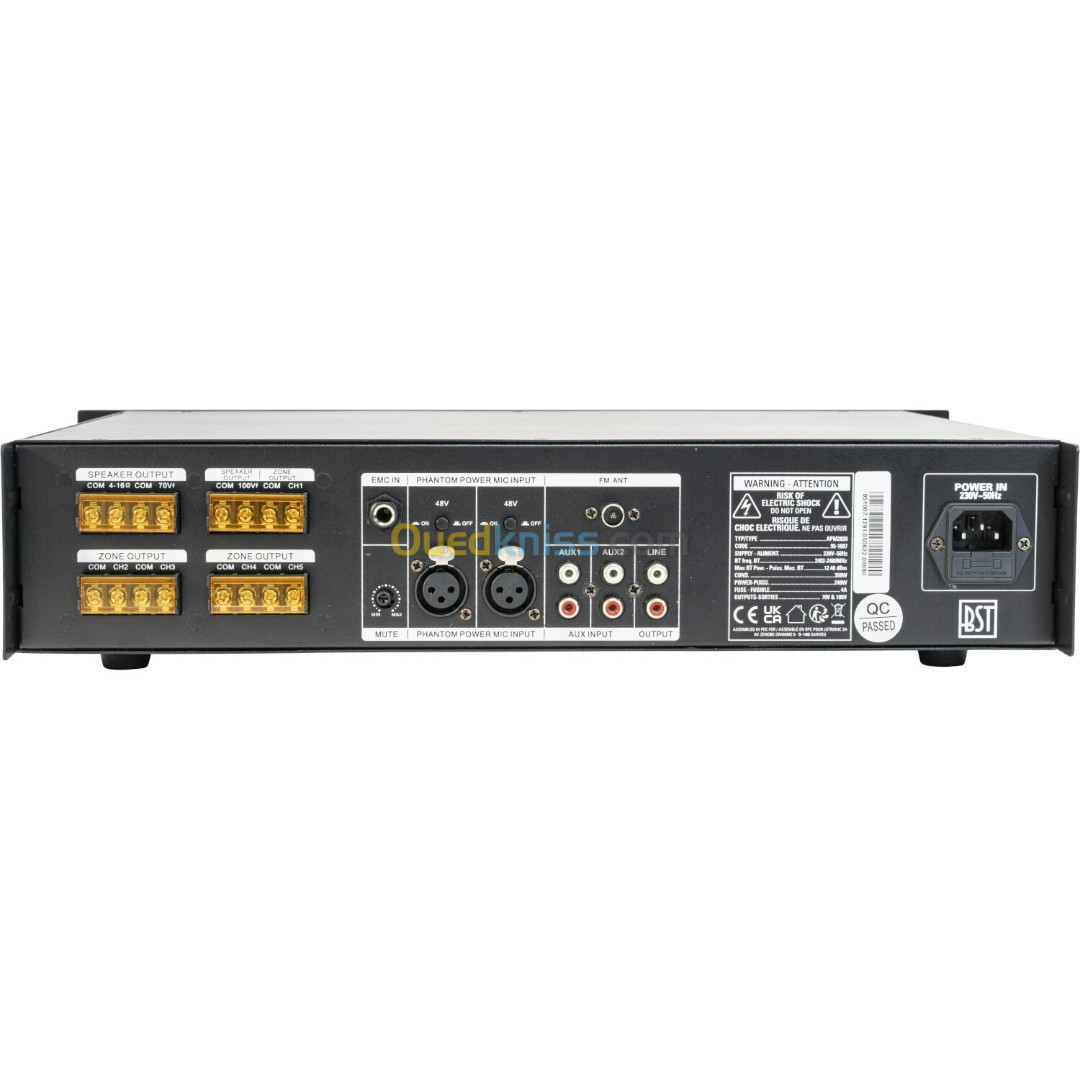 AMPLIFICATEUR-MIXAGE PA A 5 ZONES 240W AVEC USB, BLUETOOTH, FM & TELECOMMANDE