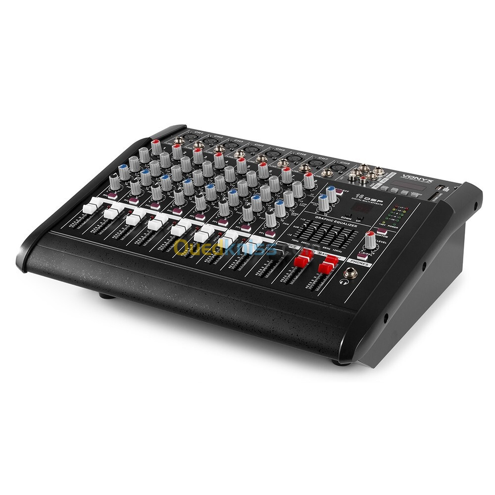 Vonyx AM8A Table de mixage amplifiée 8 canaux avec DSP et Bluetooth