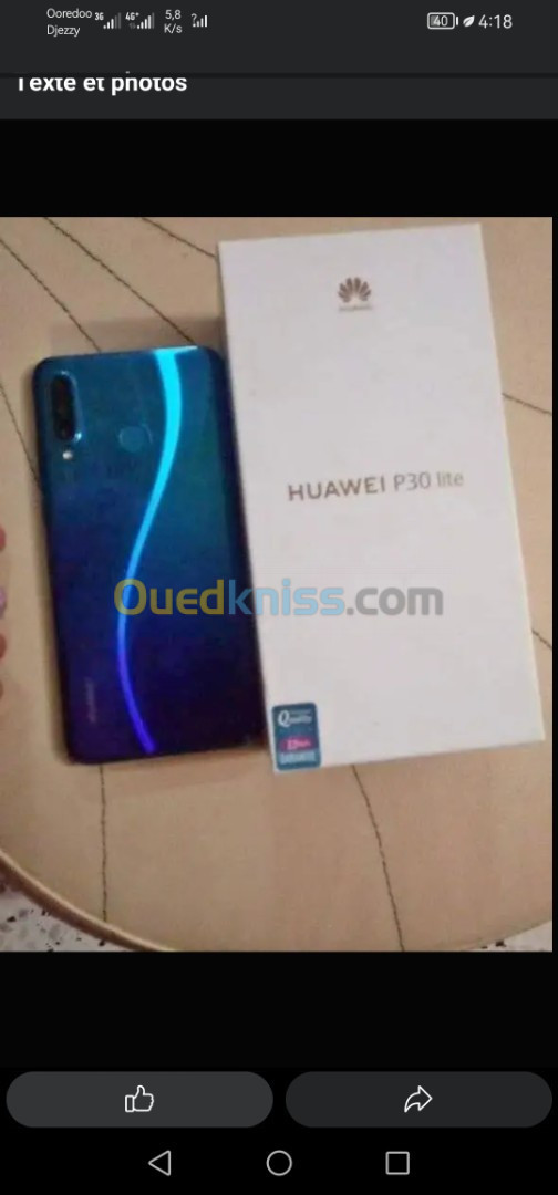 Huawei p30 lite Ram 4 Rom 128 batterie 4000